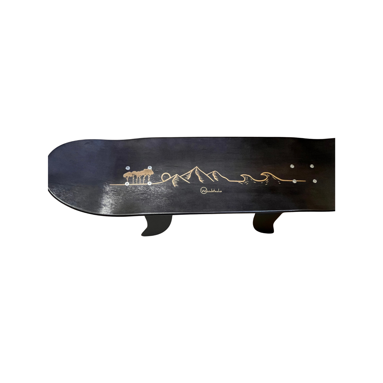 Banc Skate Bois Black GROMMET Line Art Enfant - Pieds Ailerons Acier Premium Made in France