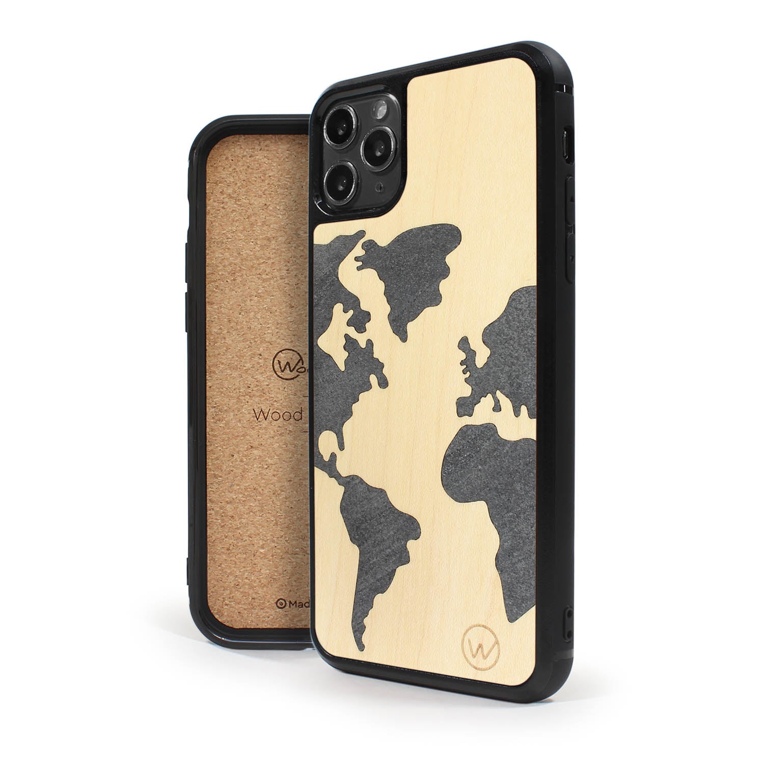 Coque iPhone en bois et pierre MAP MONDE