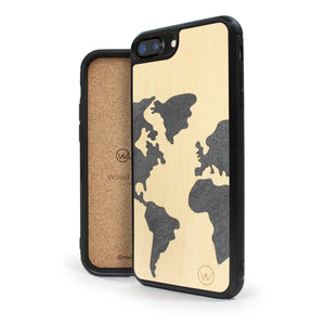 Coque iPhone en bois et pierre MAP MONDE