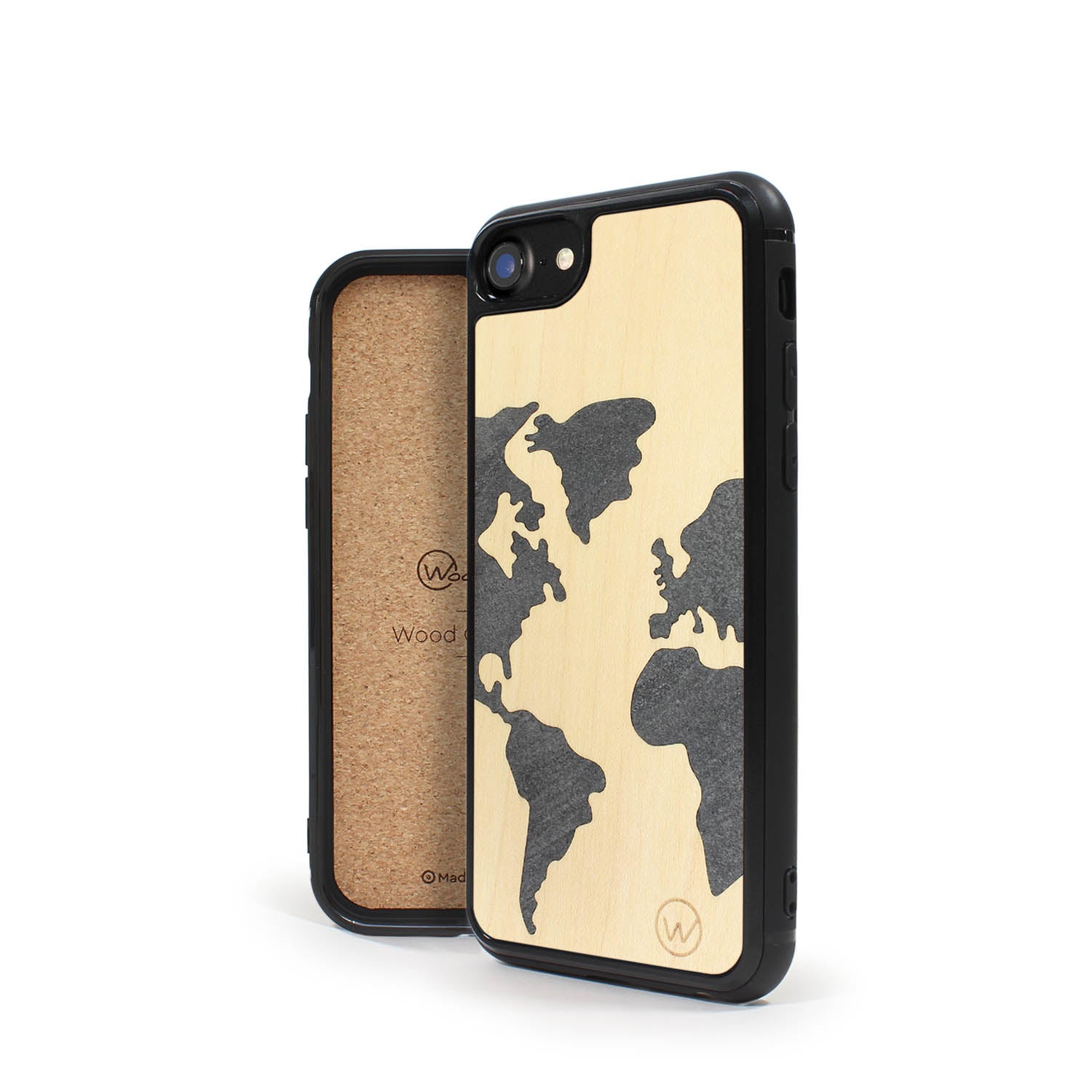 Coque iPhone en bois et pierre MAP MONDE