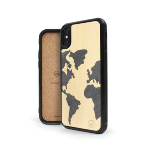 Coque iPhone en bois et pierre MAP MONDE