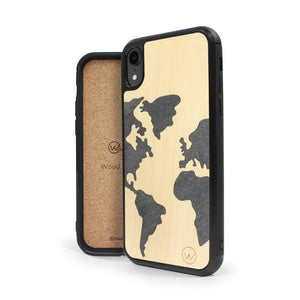 Coque iPhone en bois et pierre MAP MONDE