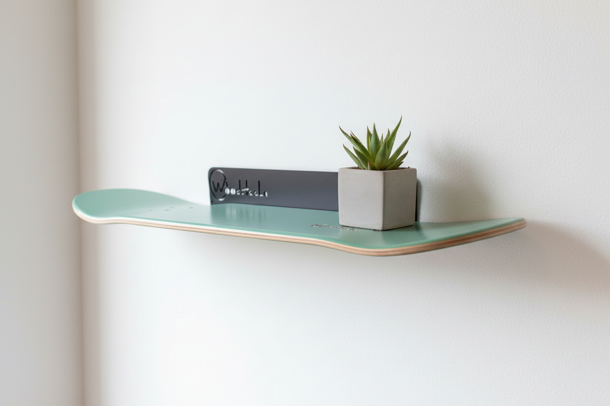 Étagère skate mint - détail Woodstache