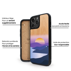 Coque iPhone en bois Golden Sunset