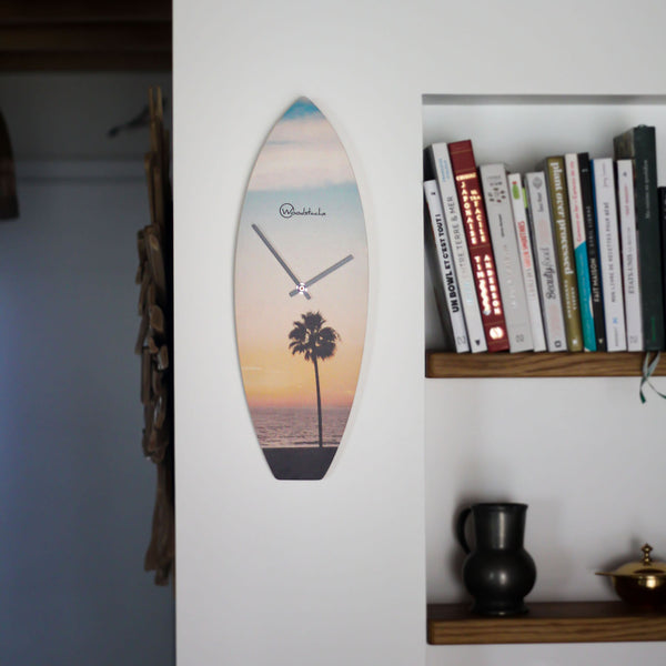 Horloge surf en bois Santa Monica