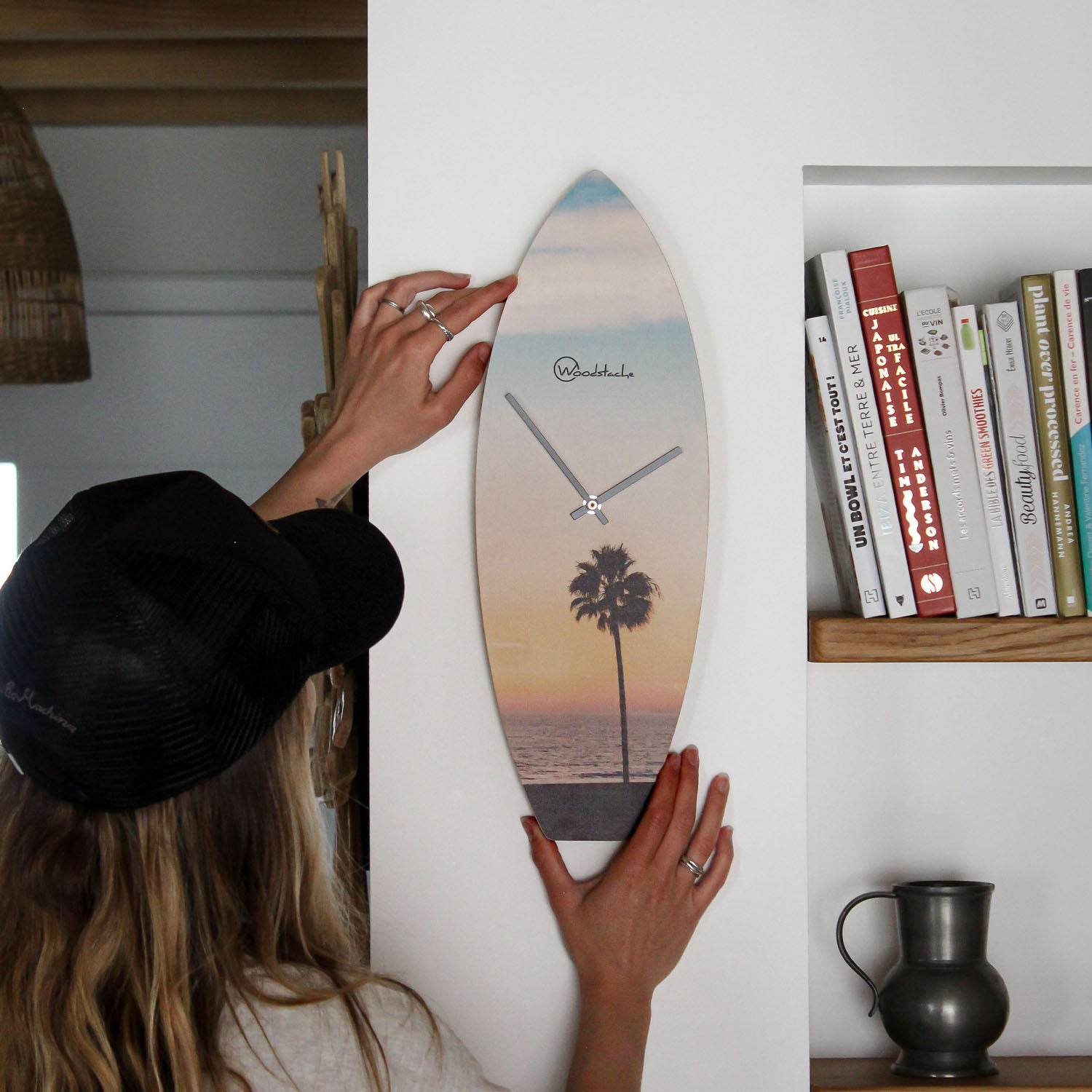 Horloge surf en bois Santa Monica