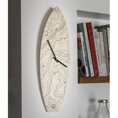 Horloge Surf TOPOGRAPHIC Bois FSC - Décoration Murale Lignes Topographiques