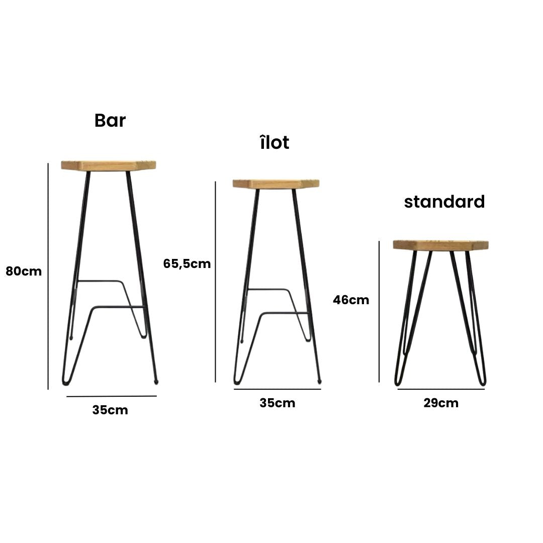 Tabouret chêne massif WOOD