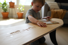 Banc Skate Bois Natural GROMMET Line Art Enfant - Pieds Ailerons Premium Made in France