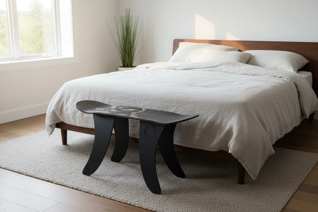 Banc skateboard dans chambre contemporaine