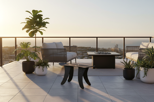 Banc skateboard sur terrasse moderne