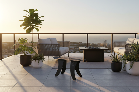 Banc skateboard sur terrasse moderne