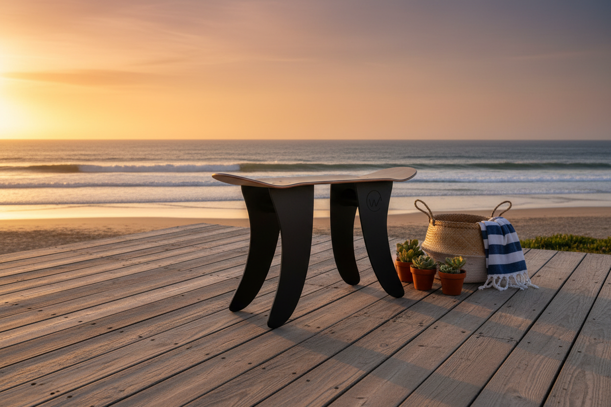 Banc Skate sur terrasse bord de mer sunset Premium Made in France