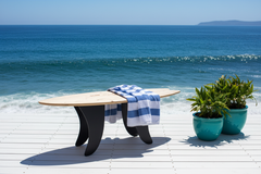 Banc Surf Bois Natural Line Art 80 cm - Banc ou table Pieds Ailerons Acier Made in France