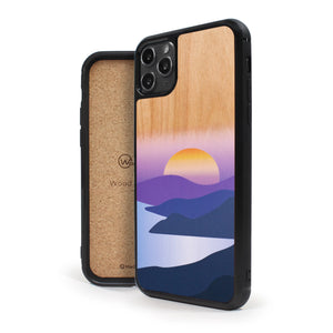 Coque iPhone en bois Golden Sunset
