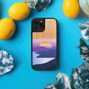 Coque iPhone en bois Golden Sunset
