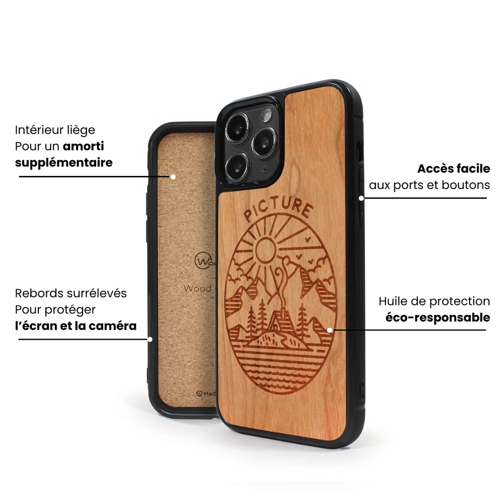 Coque en bois naturel Premium PICTURE DAYDREAM - Protection iPhone MagSafe