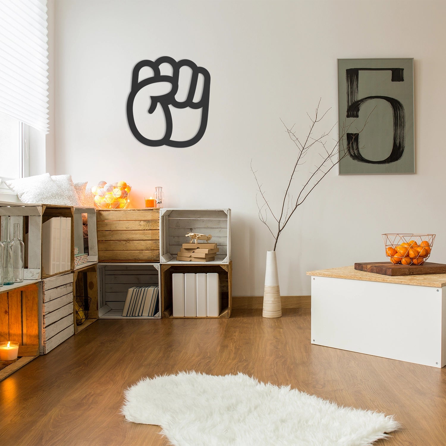 Lot de 3 décorations murales Mains en bois