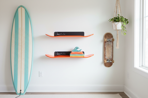 Deux étagères skate orange Woodstache - Chambre ado