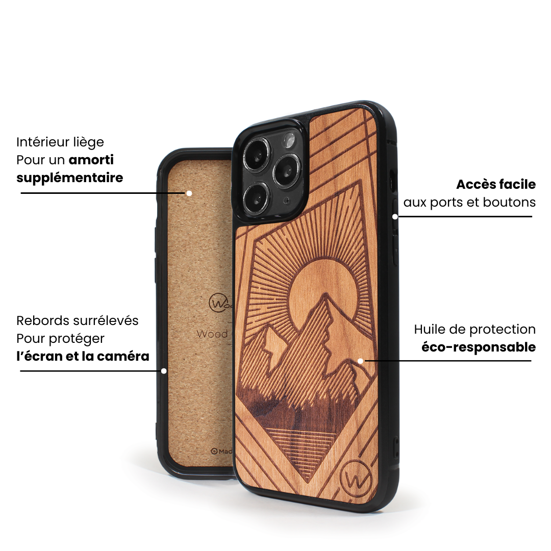 Coque Premium NORDIC Elements Pour IPhone XS - Bois Et Tissu Danois - Design Minimaliste Et Protection - 3