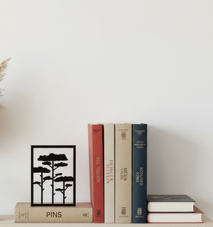 Tableau PINS petit format vue profil relief 3D bois naturel décoration murale Landes artisanal FSC
