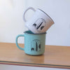 Pack double mug en céramique Surf mint & white 130 ml