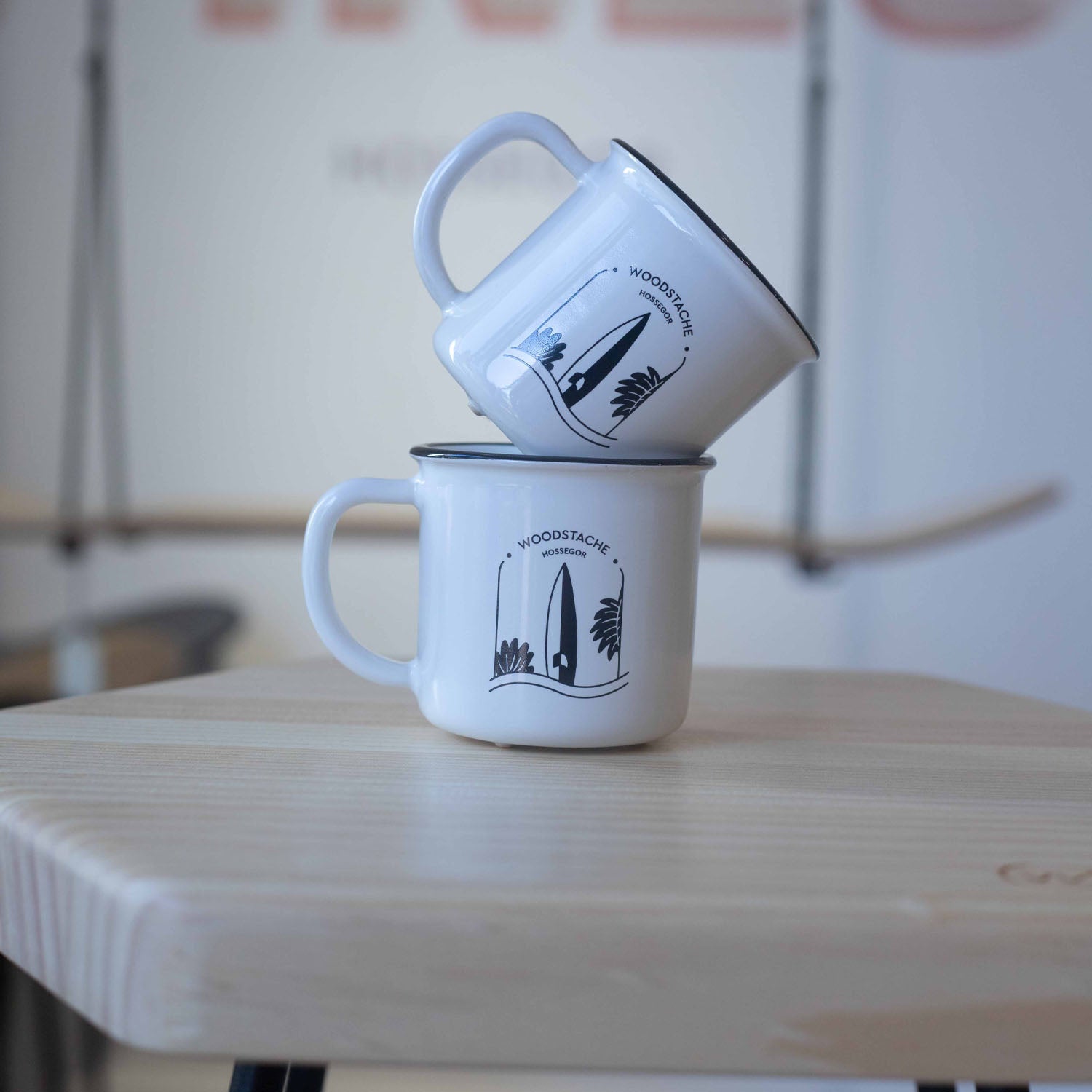 Pack double mug en céramique Surf white & white 320 ml