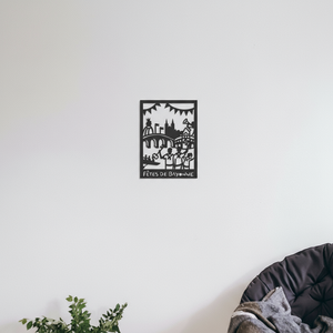 Décoration murale bois FÊTES DE BAYONNE dans appartement avec vue Place de la Liberté festayres blanc rouge
 petit modèle FÊTES DE BAYONNE
