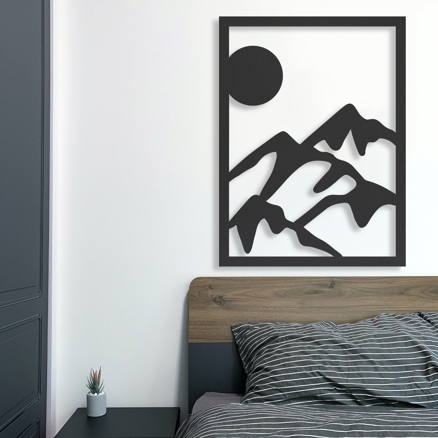 Décor Mural 3D Alpes En MDF Noir - Découpe Laser, Style Moderne, Pour Salon, Chambre, Bureau, Sans Odeur - 7