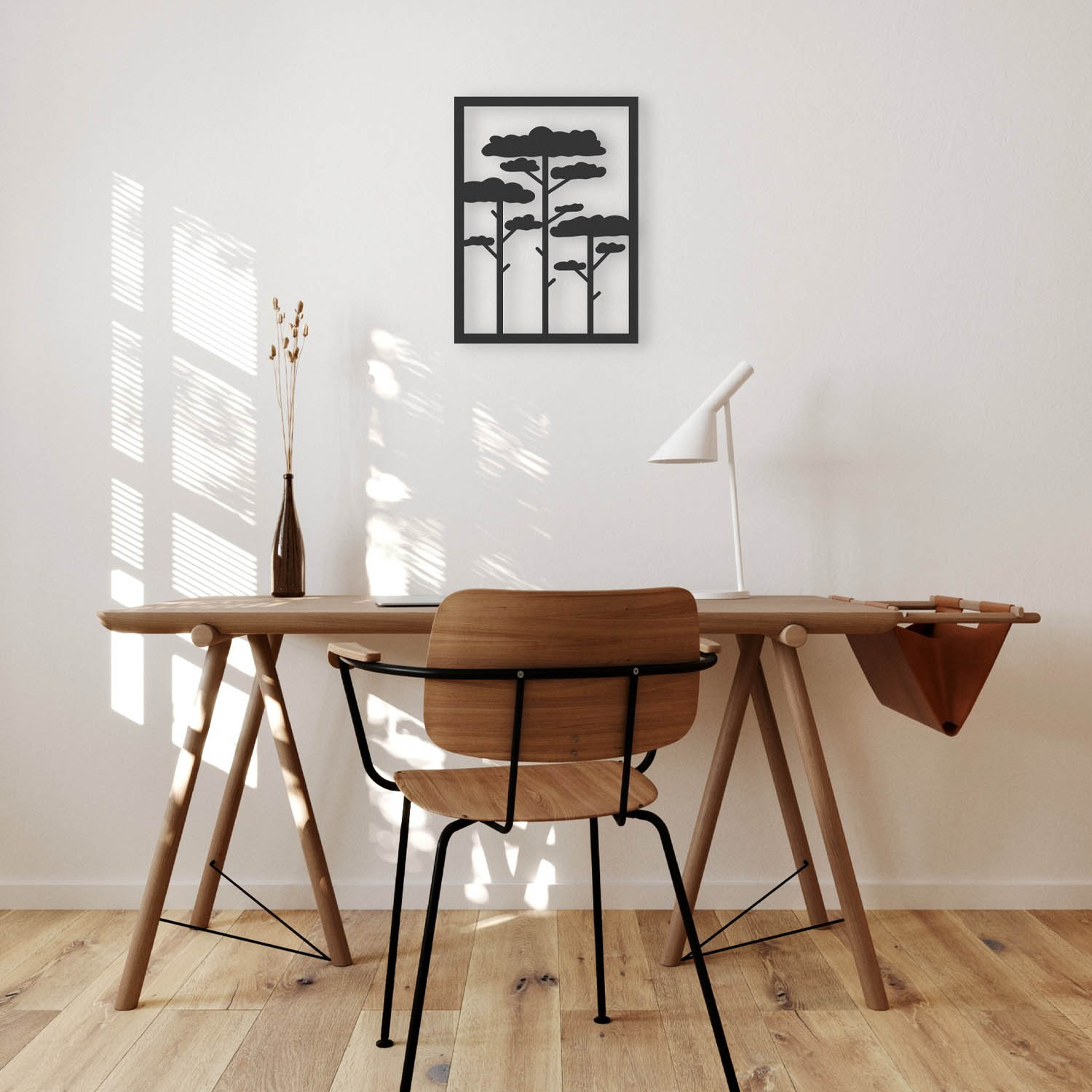 Vue profil relief 3D tableau bois PINS gravure laser multi-niveaux décoration murale artisanale Capbreton
