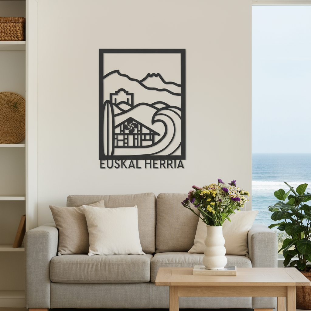 Décoration murale bois EUSKAL HERRIA 3 formats Pays Basque lauburu gravure laser 3D artisanal FSC Woodstache