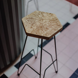 Tabouret chêne massif JUNGLE