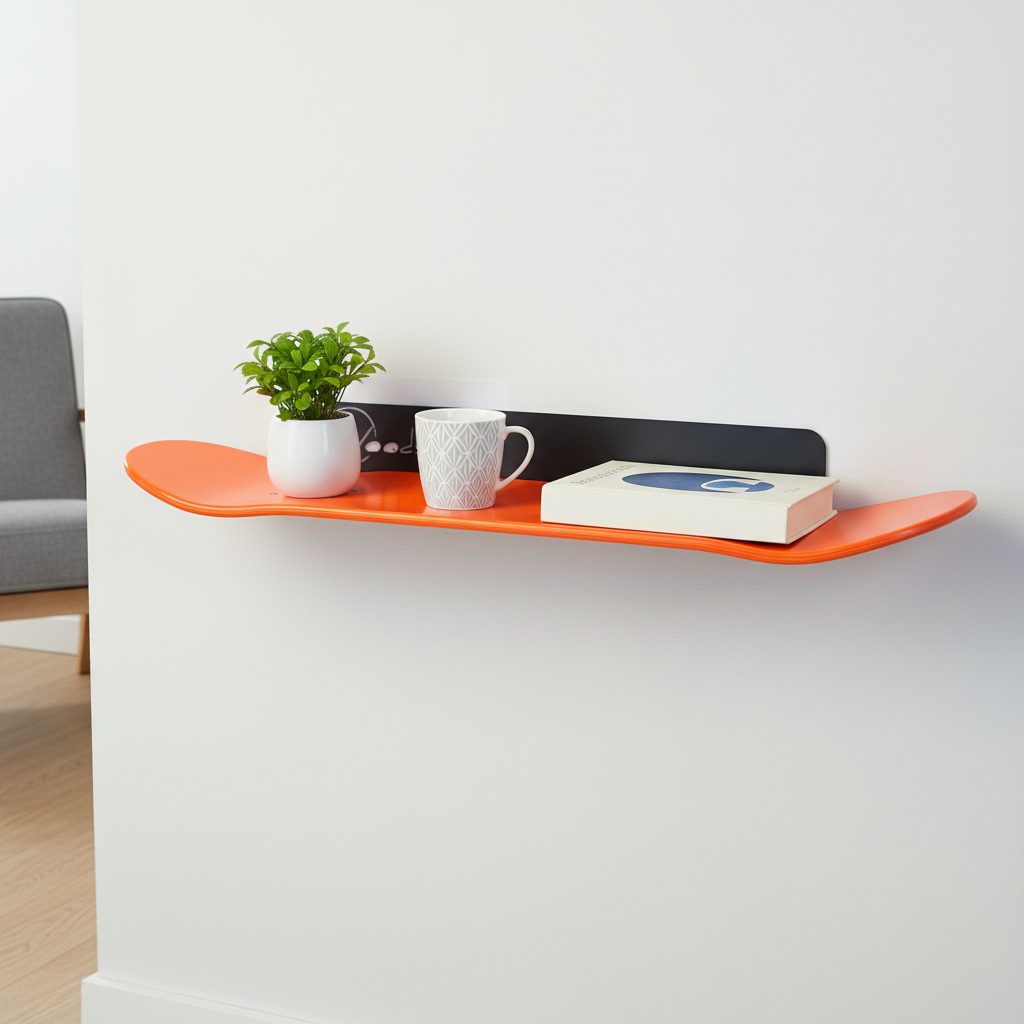 Étagère skate orange Woodstache - Photo produit