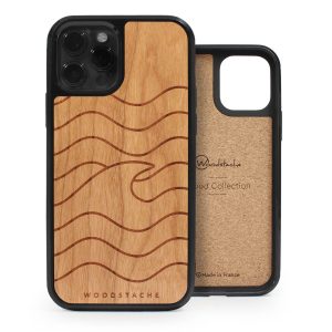 coque en bois iphone vague merisier face