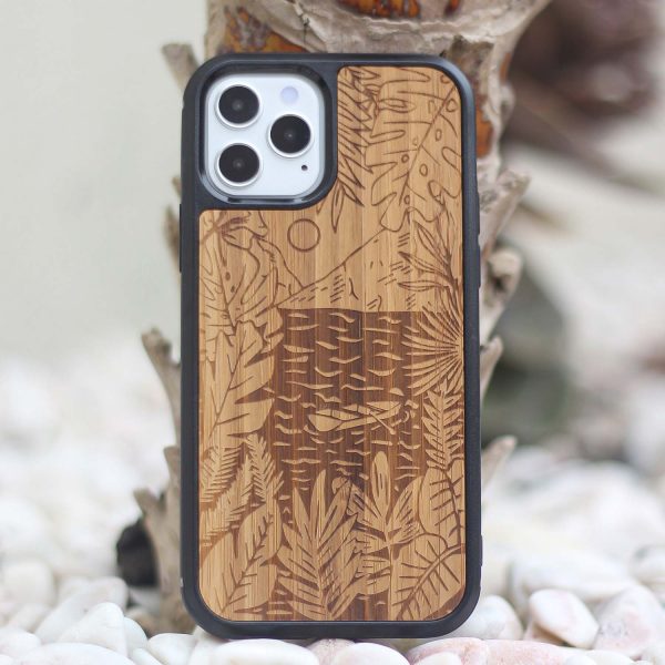 Coque en bois de bambou iPhone river