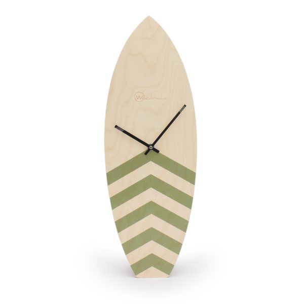 Horloge surf en bois Kaki