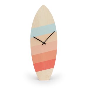 Horloge surf en bois Pastel stripes