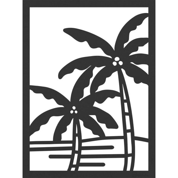 tableau en bois palmiers fond blanc